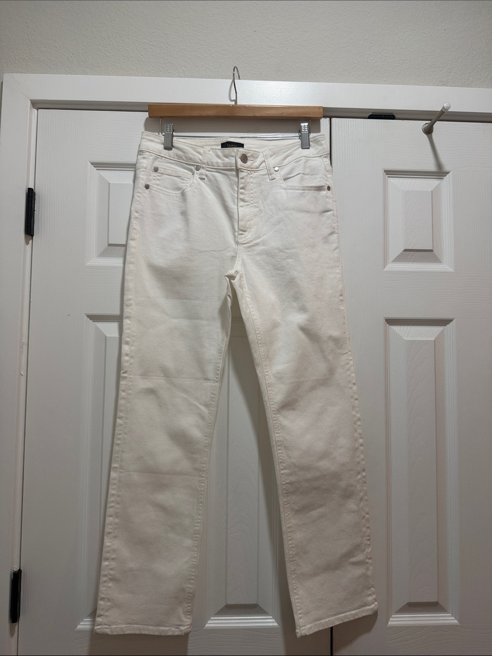 Quince Luna Stretch Slim Straight Jeans Cloud White Size 29